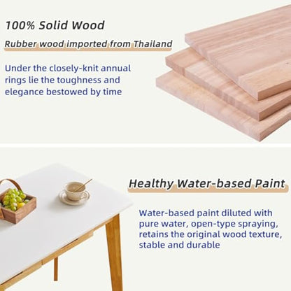 Aibiju Small Computer Desk Table, Wood Writing Desk with Drawer and Hanging Rod, 39x20x30inch Study Desk, Work Desk, Wooden Dining Table White + Natural Wood Legs YD-WD01WN