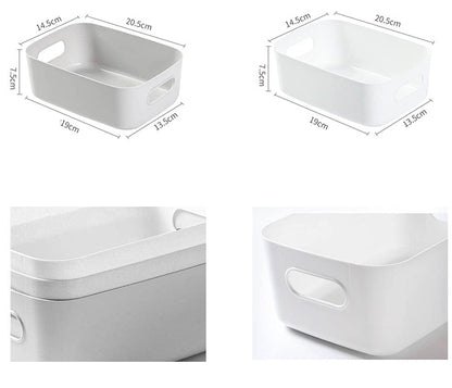 Bgfuni Set of 8 Small Plastic Storage Baskets, Office Home and Kitchen Tidy Organiser, White Studio Baskets for Small