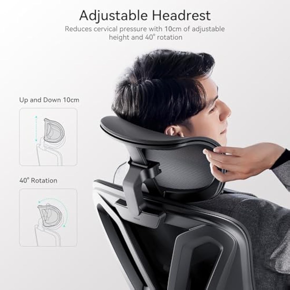 Hbada P5 Ergonomic Office Chair with Adjustable Headrest and Lumbar Support, Comfy Spring Seat Cushion Support Computer Chair Tilt Function Swivel Mesh with Footrest