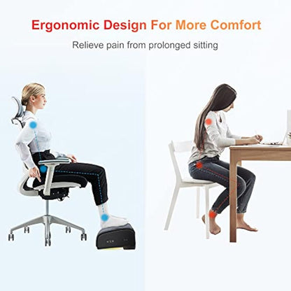 COMFIER Foot Rest with Heat Under Desk for Home Office Use, Foot Warmer, Adujtsable Ergonomic Foot Stand, Gaming Desk Footstool, Memonry Foam Support Cushion for Back, Gifts for Women Men