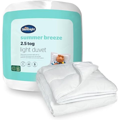 Silentnight Summer Breeze 2.5 Tog Double Duvet - Lightweight Low Tog Summer Duvet Quilt Ideal for Warm Nights and Hot Sleepers - Hypoallergenic and Machine Washable - Double - 200x200cm
