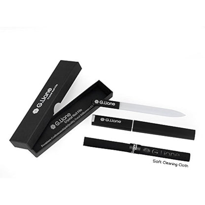 G.Liane Professional Glass Nail Files Manicure Pedicure Kit for Natural Acrylic Gels Nails Manicure Tools for Home and Salon (Black)