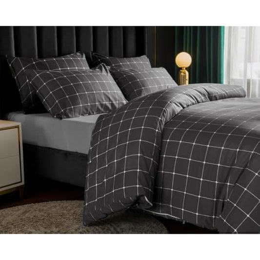 Lazzaro Double Duvet Set - Premium Microfiber Reversible Double Duvet Cover (200 x 200 cm) 3 PCs - Ultrasoft Hypoallergenic Luxury Quilt Cover Bedding Sets with Zipper Closure