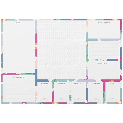 Busy B A3 Desk Pad in Floral with 36 Tear-off Sheets, Reminders, Notes and Handy Year Planner