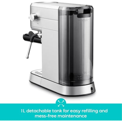 CASABREWS CM5418 Espresso Machine 20 Bar, Barista Espresso Maker with Steam Milk Frother, Stainless Steel Coffee Machine with 1L Removable Water Tank for Cappuccino, Latte, Silver