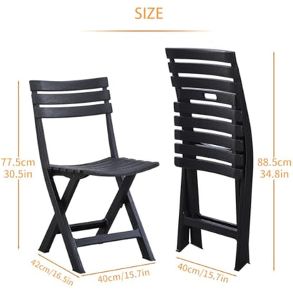 BOOSDEN Folding Plastic Chairs 4 Pack, Foldable Patio Stackable Chairs with Backrest for Outdoor Indoor Camping Picnic Dining Party Wedding Event Black