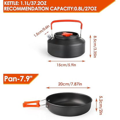 Gutsdoor Camping Cookware Set Camping Cooking Set Non Stick Family Backpacking Cooking Set Lightweight Stackable Pot Pan Bowls with Storage Bag for Outdoor Hiking
