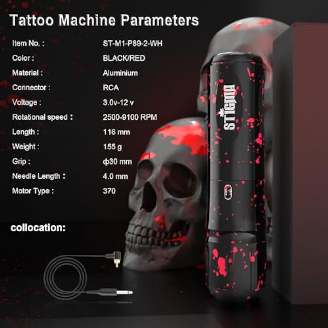 STIGMA Rotary Tattoo Machine Kit with 20pcs Cartridges Needles, Digital Display, Power Supply, Plastic Box for Beginners and Artists