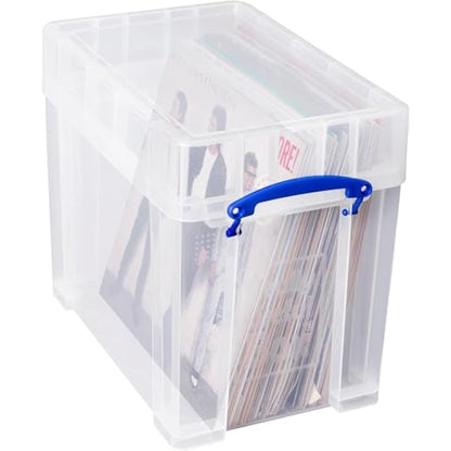 Really Useful Plastic Storage Box 19 Litre with XL Lid Clear - Secure, Transparent, and Stackable Storage Solution for 12" Files (‎39.5 x 33 x 25.5 cm)