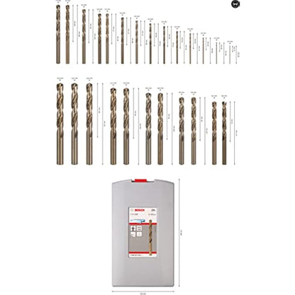 Bosch Professional 25pc. HSS-Cobalt ProBox Metal Drill Bit Set (for Stainless Steel, Ø 1-13 mm, Accessories Drill Driver and Drill Stand)