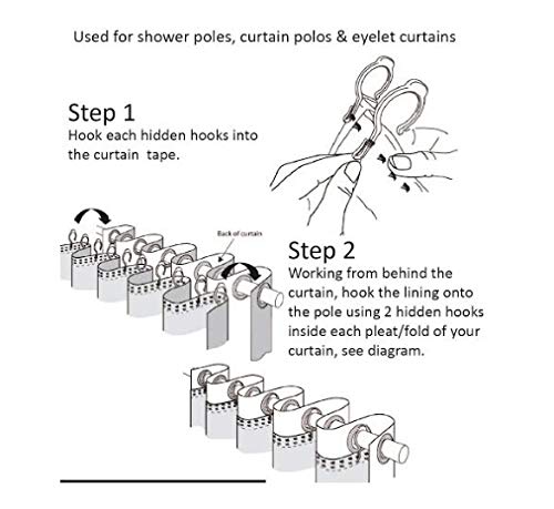 Nopton Textile Blackout Lining for Eyelet Curtains 3 Pass Thermal Insulated Includes Curtain Hooks (90" x 90" (Inc 24 Hooks))