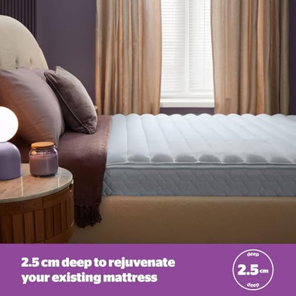 Silentnight Deep Sleep Mattress Topper Single Bed - Soft Supportive Comfortable Durable Bed Topper with Easy Fit Elasticated Straps - Hypoallergenic and Machine Washable - Single - 190x90cm