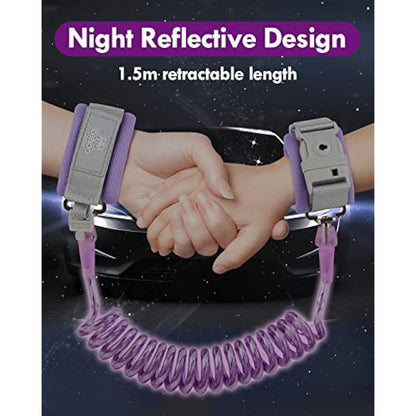 Lehoo Castle Baby Reins Anti Lost Wrist Link,Toddler Reins with Lock for Walking, Child Safety Harness Walking Leash for Children Boys and Girls (Purple)