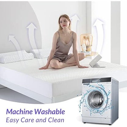 Coriwell Waterproof Mattress Protector - Super King Size Bamboo Extra Deep Pocket Mattress Protector, Breathable Fitted Bed Mattress Covers with Elasticated Skirt White