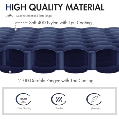 Portal Camping Mattress Single 10cm Thick with Foot Pump Inflatable Camping Mat Sleeping Pad Inflating Tent Mattress Camp Air Bed for Adults Lightweight Roll Mat Portable Outdoor Backpack