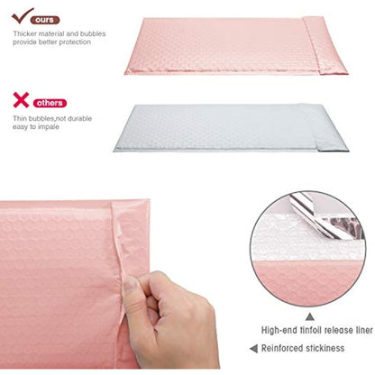 Switory 25Pcs Bubble Mailers, 21.6x28cm Padded Envelopes Bubble Lined Wrap Polymailer Bags for Shipping Packaging Mailing Self Seal, Pale Pink