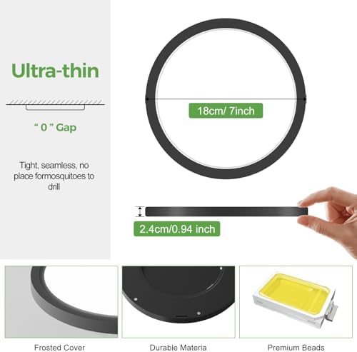 zemty [4 Pack 15W 1800LM LED Ceiling Light, Bathroom Lights Ceiling 3000K/4000K/6500K, 18cm IP44 Waterproof Ultra Thin Round Black Flush Ceiling Light for Living Room,Bedroom,Kitchen,Toilet