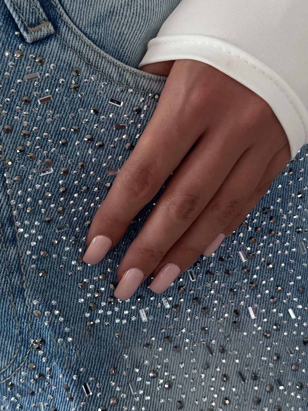 Irregular Rhinestone Jeans