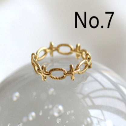 Light Luxury Design Popular Gold Hollow Stainless Steel Ring