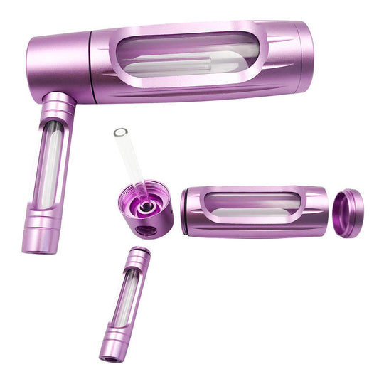 Portable metal smoking pipe with 155mm glass bowls, for dry tobacco & herb, hookah shisha pipe accessories.