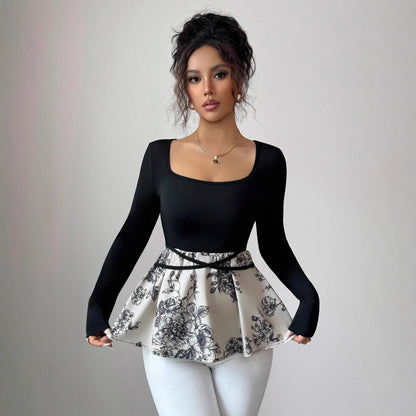 Special-interest Design Floral Skirt Versatile Top