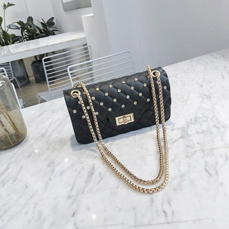 Diamond Chain One-Shoulder Diagonal Small Square Bag