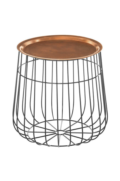 Templar Copper Tray And Black Finish Side Table