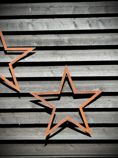 3 Large Rusty Metal barn STARS.
