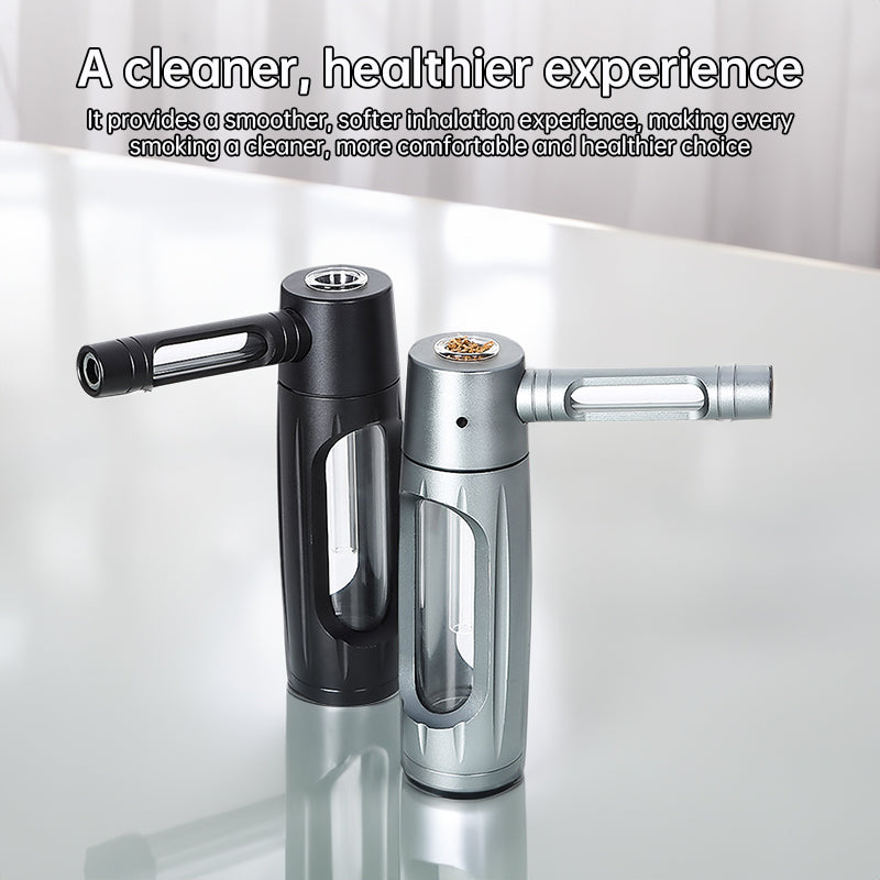 Portable metal smoking pipe with 155mm glass bowls, for dry tobacco & herb, hookah shisha pipe accessories.