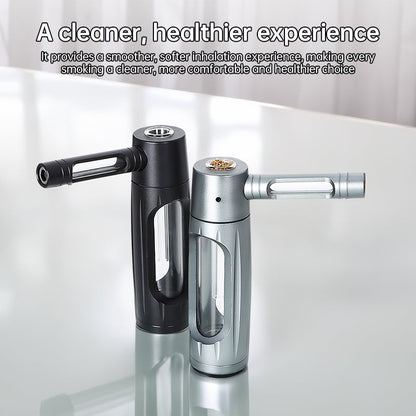 Portable metal smoking pipe with 155mm glass bowls, for dry tobacco & herb, hookah shisha pipe accessories.