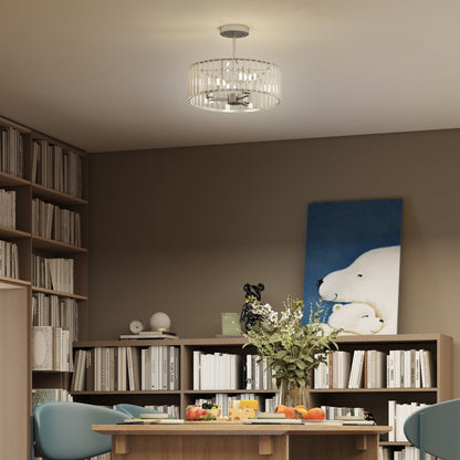 HOMCOM Crystal Ceiling Light Fixture, Semi Flush Mount Modern Crystal Chandelier Ceiling Light for Living Room, Bedroom, Hallway,  Dining Room, E14 Base 3-Lights, Silver Tone