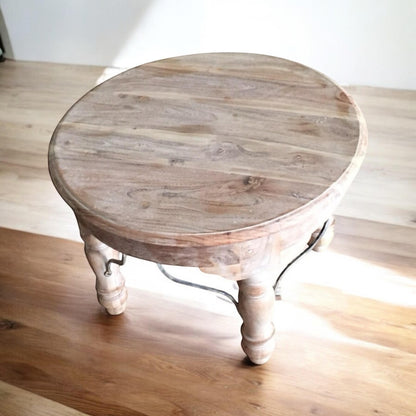 AcaciaHome Durable and Elegant Wooden Round Table - Classic Design, Sturdy Construction, Perfect for Dining, Living Room, or Kitchen Spaces - Adds Warmth and Style to Any Home Décor (Light brown)