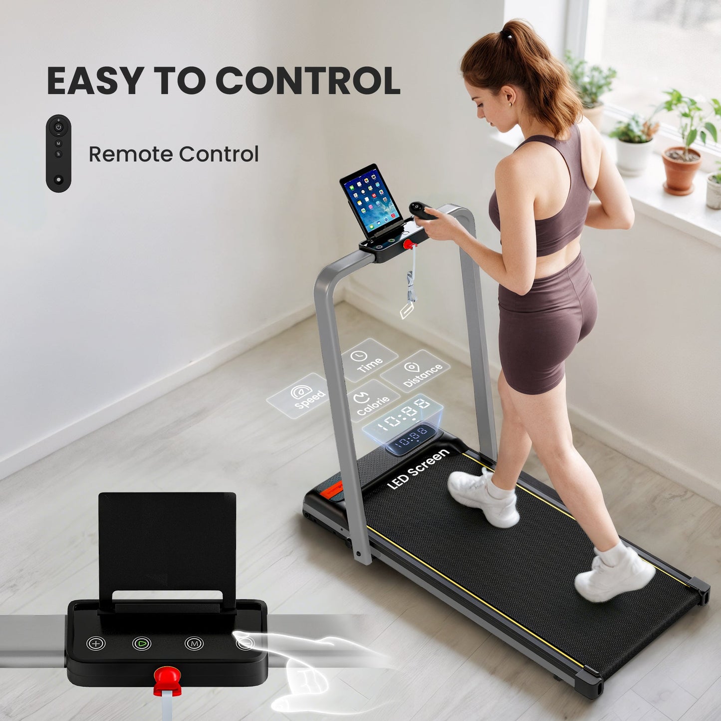 SPORTNOW Folding Walking Treadmill, Under Desk Walking Pad with Incline, Silver Tone