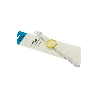 Relda Women Analogue Jumbo Goldtone Dial & Leather White Strap Buckle REL63