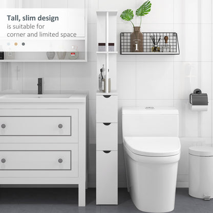 HOMCOM Tall Bathroom Cabinet, Bathroom Storage Cabinet W/ Shelf, Drawers White