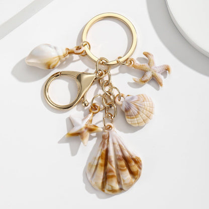 Simulation Shell Conch Starfish Five-pointed Star Pendant Keychain