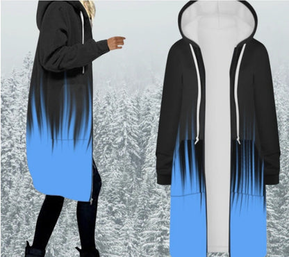 Printed Mid-length Hooded Women's Trench Coat