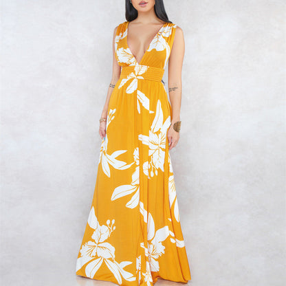 Women's Sleeveless Backless V-neck Dress