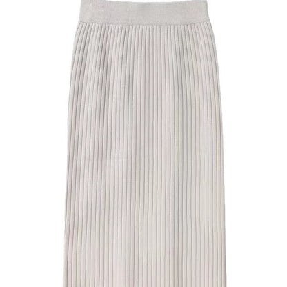 Women's Solid Color Casual Versatile Knitted Skirt