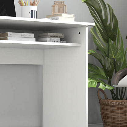 HOMCOM Modern Computer Desk, Home Office Table, Small Writing Desk with Storage Shelf, 90 x 50cm, White Wood Grain