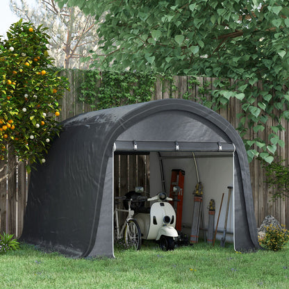Outsunny 3 x 3(m) Garden Storage Tent, Heavy Duty Outdoor Shed, Waterproof Portable Shed Storage Shelter with Galvanised Steel Frame for Bike, Motorcycle, Garden Tools, Grey