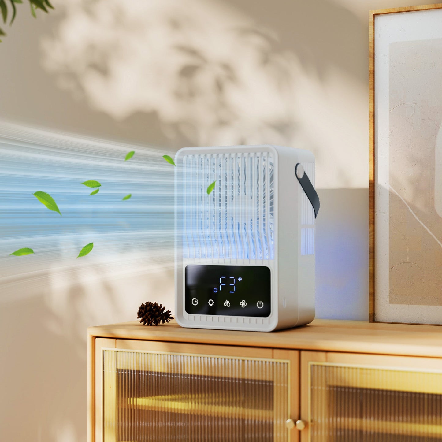 HOMCOM Portable Air Conditioner, 4-in-1 Mini Air Cooler with 3 Wind Speed, 2 Mist Mode, 7 Colour RGB Light, Black