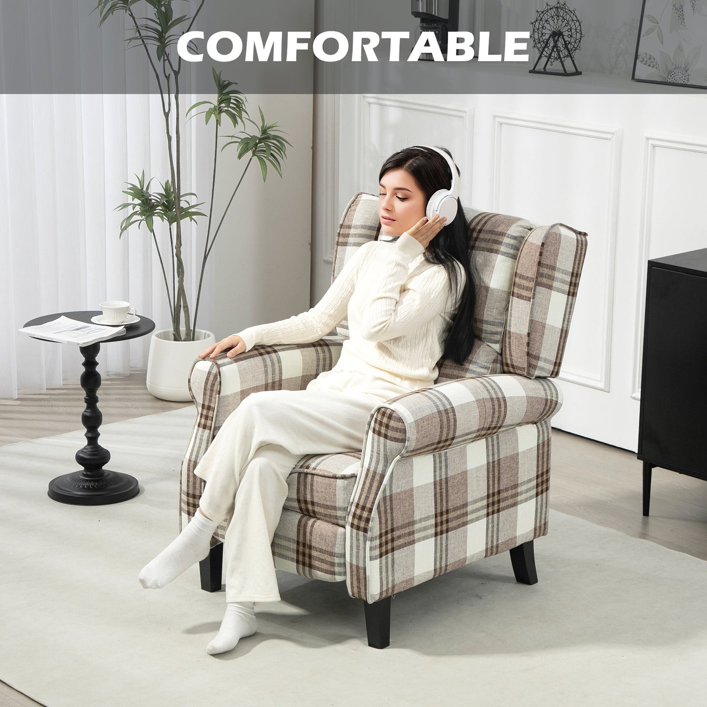 HOMCOM 160\'c2\'b0 Reclining Armchair, with Footrest - Brown