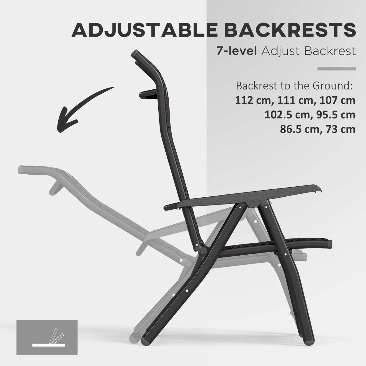 Outsunny Set of 4 Outdoor Rattan Folding Chair w/ Adjustable Backrest Brown