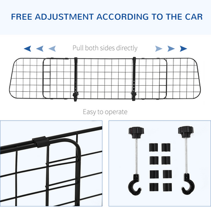 PawHut Heavy Duty Pet Dog Car Barrier Adjustable Ventilated Mesh Wire Guard