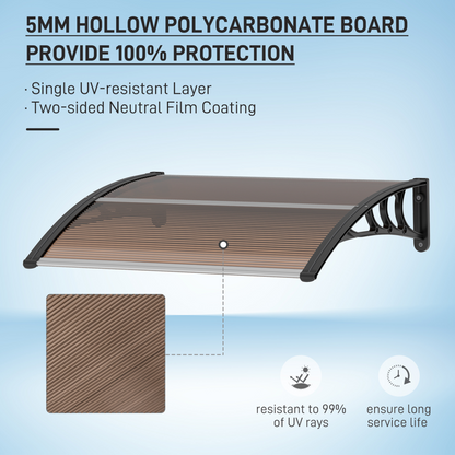 Outsunny Outdoor Window Door Canopy Fixed Awning Porch UV Water Cover Brown