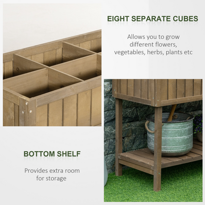 Wooden Raised Bed Container Garden Plant Stand 8 Boxes 110x46x76cm Brown