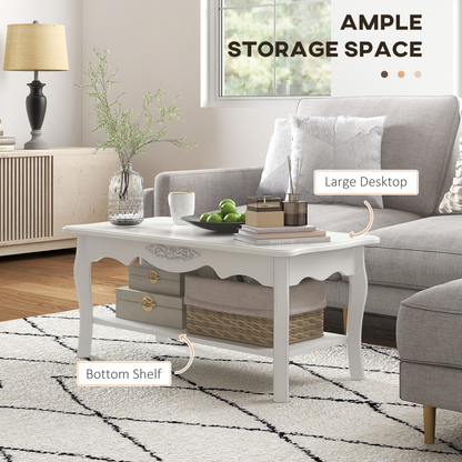 Coffee Table, 94Lx44Wx42H cm-White