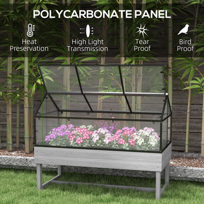 Outsunny Raised Garden Bed with Polycarbonate Panel and Top Vent for Vegetables