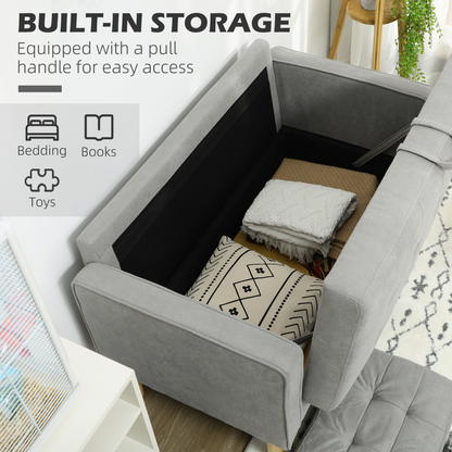 Modern 2 Seater Sofa with Storage Compact Loveseat Sofa for Living Room Grey